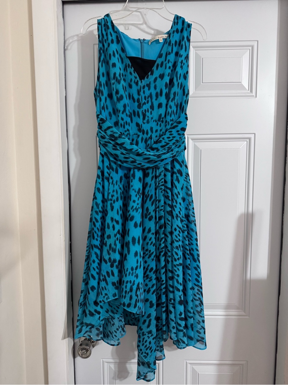 RACHEL Rachel Roy Teal and Black High-Low Animal Print Dress